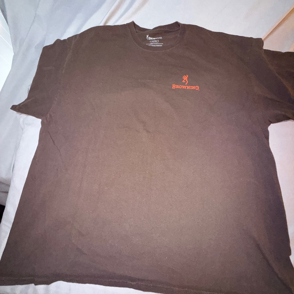 Browning Graphic T-Shirt Mens 2XL Brown Excellent Shotgun Shell American Flag